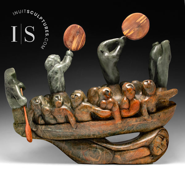 23" BENCHMARK Sedna with Spirit Passengers Boat by Abraham A Ruben *High Hopes* CURATOR'S CHOICE