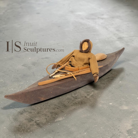 VINTAGE 22" Kayak and Hunter by Samwillie Niviaxie RCA