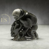 BIG HEARTED VINTAGE 18" Eskimo Boy and Seal by Johnny Inukpuk *The Hug*