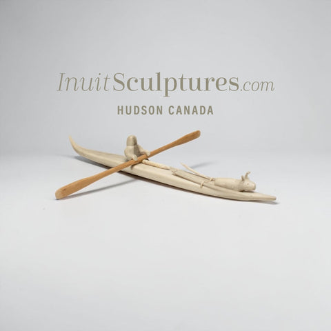 VINTAGE 10" Hunter with Dog in Kayak by Jacob Irkok *Up The Creek With A Paddle*