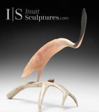 16" SIGNATURE Muskox Horn Crane with Egg  by Buddy Alikamik *Thea*