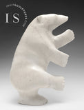 14" SIGNATURE Rare White Marble Dancing Bear by Nuna Parr *Vanilla Pudding*