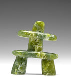 3" Apple Green Inukshuk by Alex Lyta Inuit Sculpture Serpentine stone