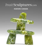 3" Apple Green Inukshuk by Alex Lyta Inuit Sculpture Serpentine stone