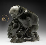 BIG HEARTED VINTAGE 18" Eskimo Boy and Seal by Johnny Inukpuk *The Hug*