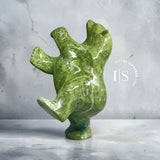 16" Final Masterpiece by Late Master Carver Nuna Parr Electric Apple Green Dancing Bear - Final Piece