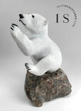 15" Polar Bear Cub on Rock by Paul Malliki *Water Baby* CURATOR'S CHOICE