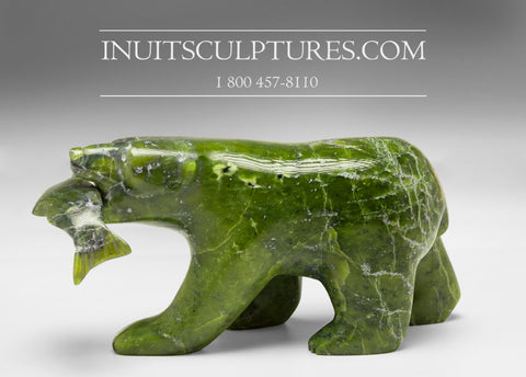 7" Bear with Fish by Allan Sheutiapik