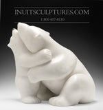 22" Mother bear hugging her cubs by World Famous Manasie Akpaliapik