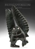 13" Owl with Inlayed Eyes by Palaya Qiatsuq