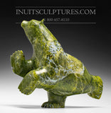 17" Green Dancing Bear by Ashevak Adla