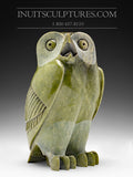 9" Pink Light Green Owl by Pitseolak Qimirpik