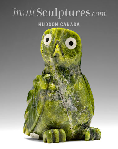 5" SIGNATURE Green Owl by Sam Qiatsuk *Perky*