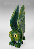 9" "Covid Collection" Apple Green Owl Spirit with Orange Pekoe eyes by Toonoo Sharky