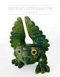 6" "Covid Collection" Apple Green Happy Owl Spirit with Orange Pekoe eyes by Toonoo Sharky